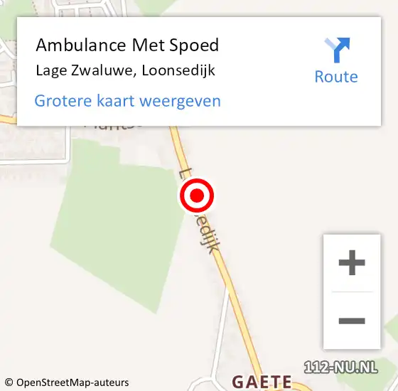 Locatie op kaart van de 112 melding: Ambulance Met Spoed Naar Lage Zwaluwe, Loonsedijk op 31 augustus 2017 06:15