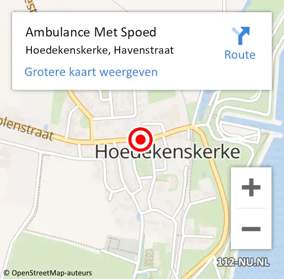 Locatie op kaart van de 112 melding: Ambulance Met Spoed Naar Hoedekenskerke, Havenstraat op 31 augustus 2017 08:10