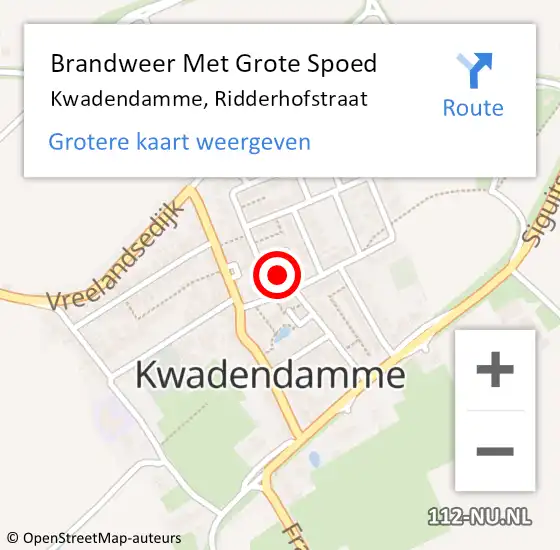 Locatie op kaart van de 112 melding: Brandweer Met Grote Spoed Naar Kwadendamme, Ridderhofstraat op 31 augustus 2017 11:23