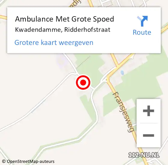 Locatie op kaart van de 112 melding: Ambulance Met Grote Spoed Naar Kwadendamme, Ridderhofstraat op 31 augustus 2017 11:25