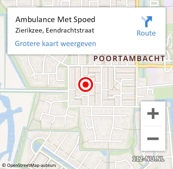 Locatie op kaart van de 112 melding: Ambulance Met Spoed Naar Zierikzee, Eendrachtstraat op 31 augustus 2017 14:37