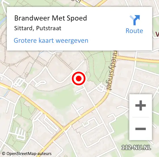 Locatie op kaart van de 112 melding: Brandweer Met Spoed Naar Sittard, Putstraat op 31 augustus 2017 19:21
