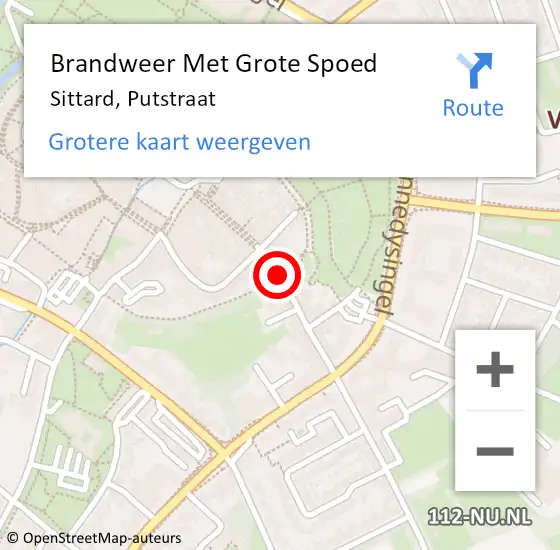 Locatie op kaart van de 112 melding: Brandweer Met Grote Spoed Naar Sittard, Putstraat op 31 augustus 2017 21:35