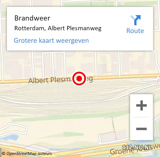 Locatie op kaart van de 112 melding: Brandweer Rotterdam, Albert Plesmanweg op 31 augustus 2017 22:03