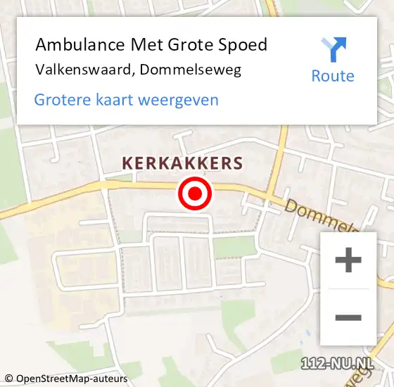 Locatie op kaart van de 112 melding: Ambulance Met Grote Spoed Naar Valkenswaard, Dommelseweg op 31 augustus 2017 22:13