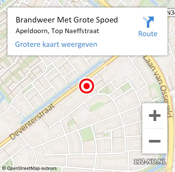 Locatie op kaart van de 112 melding: Brandweer Met Grote Spoed Naar Apeldoorn, Top Naeffstraat op 1 september 2017 01:01