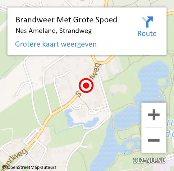 Locatie op kaart van de 112 melding: Brandweer Met Grote Spoed Naar Nes Ameland, Strandweg op 1 september 2017 11:23
