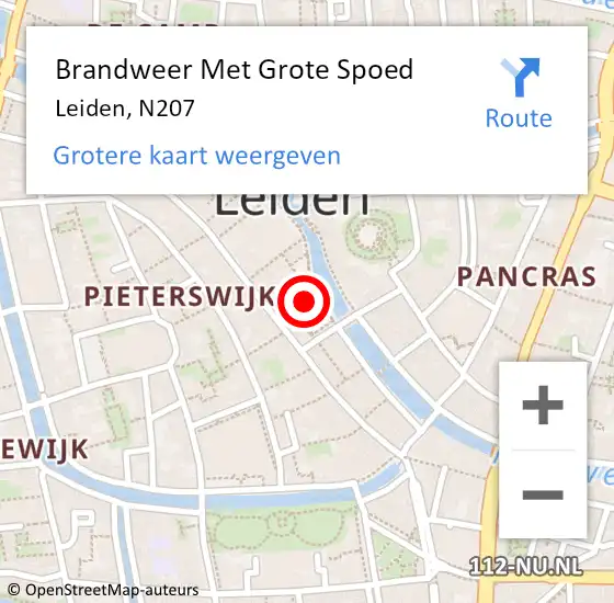 Locatie op kaart van de 112 melding: Brandweer Met Grote Spoed Naar Leiden, Stadhuisplein op 1 september 2017 15:37