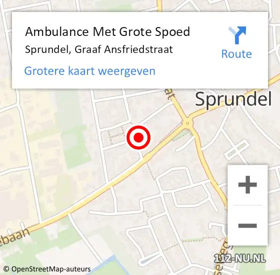 Locatie op kaart van de 112 melding: Ambulance Met Grote Spoed Naar Sprundel, Graaf Ansfriedstraat op 2 september 2017 06:29