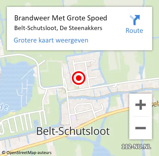Locatie op kaart van de 112 melding: Brandweer Met Grote Spoed Naar Belt-Schutsloot, De Steenakkers op 31 januari 2014 11:00