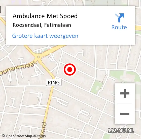 Locatie op kaart van de 112 melding: Ambulance Met Spoed Naar Roosendaal, Fatimalaan op 2 september 2017 09:34