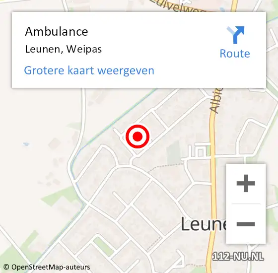 Locatie op kaart van de 112 melding: Ambulance Leunen, Weipas op 31 januari 2014 11:10