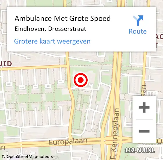 Locatie op kaart van de 112 melding: Ambulance Met Grote Spoed Naar Eindhoven, Drosserstraat op 2 september 2017 13:48