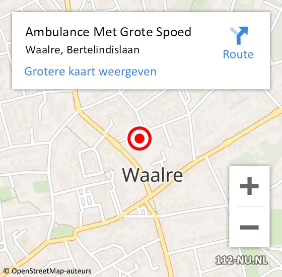Locatie op kaart van de 112 melding: Ambulance Met Grote Spoed Naar Waalre, Bertelindislaan op 2 september 2017 15:53