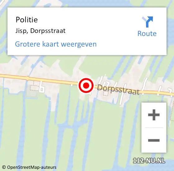 Locatie op kaart van de 112 melding: Politie Jisp, Dorpsstraat op 2 september 2017 22:11