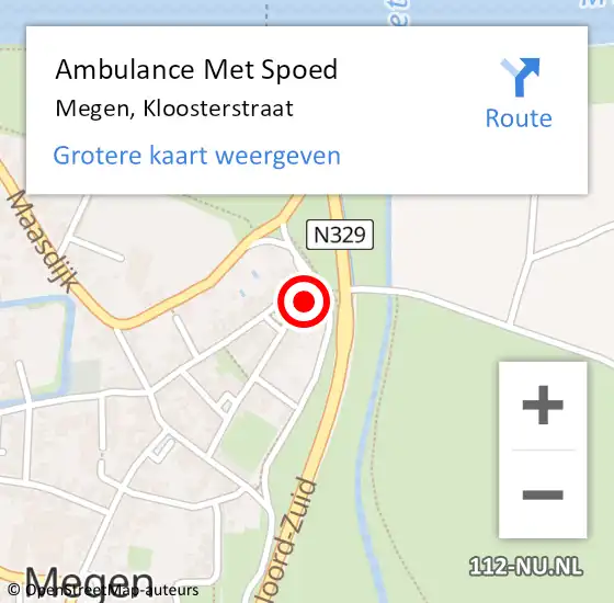 Locatie op kaart van de 112 melding: Ambulance Met Spoed Naar Megen, Kloosterstraat op 3 september 2017 01:15