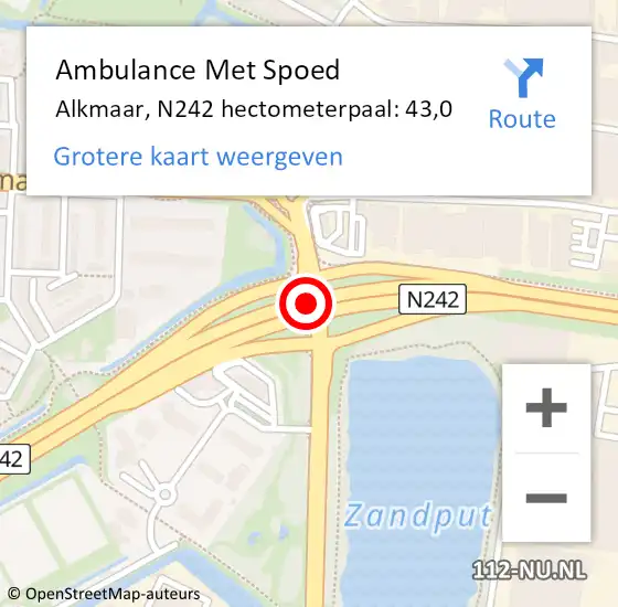 Locatie op kaart van de 112 melding: Ambulance Met Spoed Naar Alkmaar, N242 hectometerpaal: 31,8 op 3 september 2017 04:16
