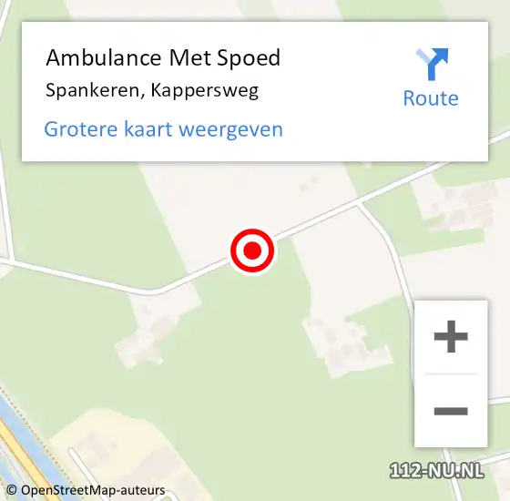 Locatie op kaart van de 112 melding: Ambulance Met Spoed Naar Spankeren, Kappersweg op 3 september 2017 12:27