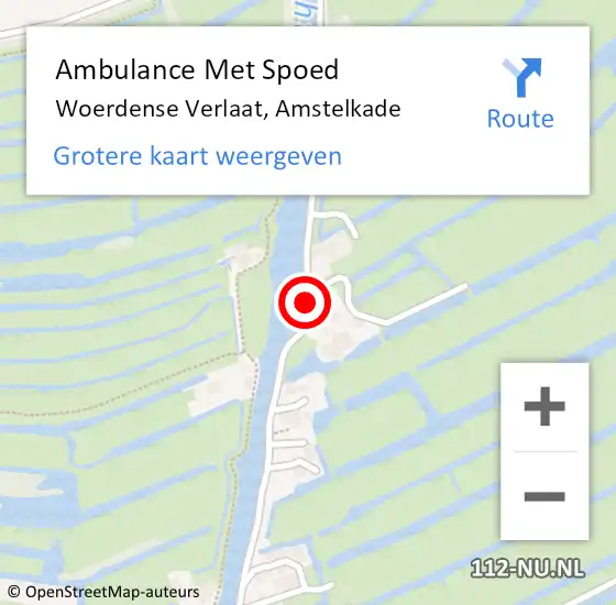 Locatie op kaart van de 112 melding: Ambulance Met Spoed Naar Woerdense Verlaat, Amstelkade op 3 september 2017 14:17