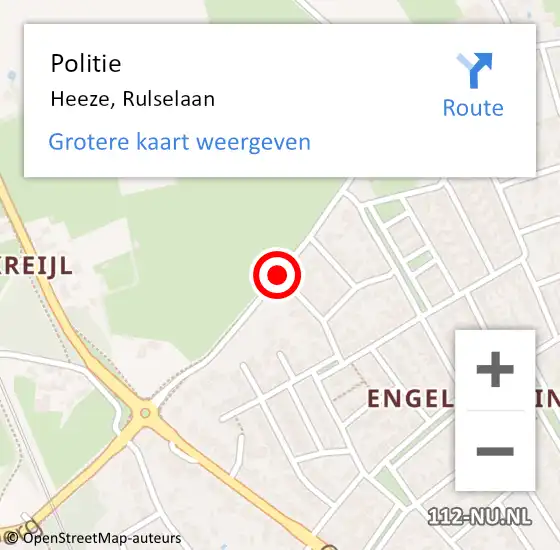 Locatie op kaart van de 112 melding: Politie Heeze, Rulselaan op 3 september 2017 18:59