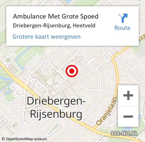 Locatie op kaart van de 112 melding: Ambulance Met Grote Spoed Naar Driebergen-Rijsenburg, Heetveld op 3 september 2017 21:28