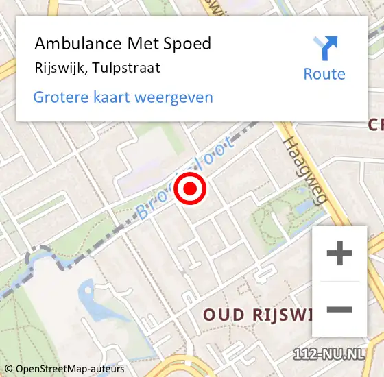 Locatie op kaart van de 112 melding: Ambulance Met Spoed Naar Rijswijk, Tulpstraat op 3 september 2017 22:37