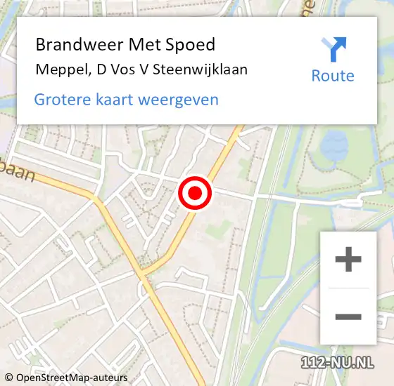 Locatie op kaart van de 112 melding: Brandweer Met Spoed Naar Meppel, D Vos V Steenwijklaan op 3 september 2017 22:38