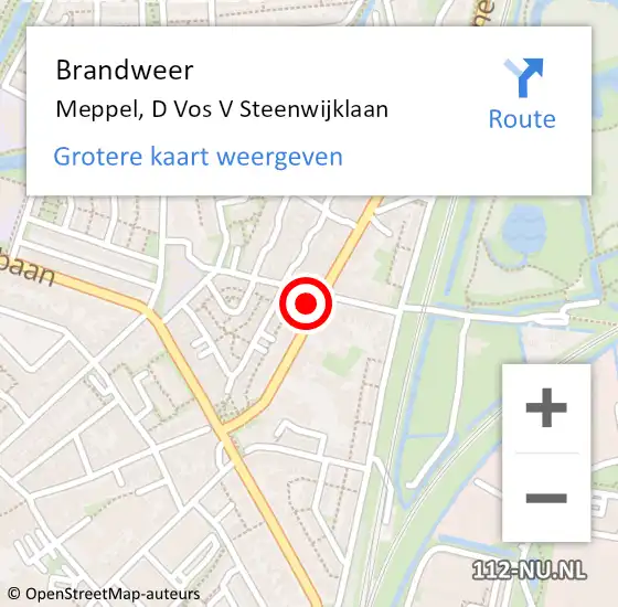 Locatie op kaart van de 112 melding: Brandweer Meppel, D Vos V Steenwijklaan op 3 september 2017 22:46