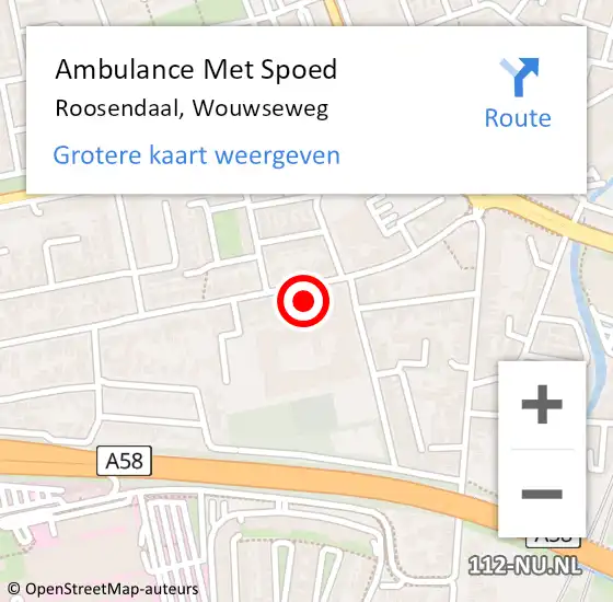Locatie op kaart van de 112 melding: Ambulance Met Spoed Naar Roosendaal, Wouwseweg op 4 september 2017 11:47