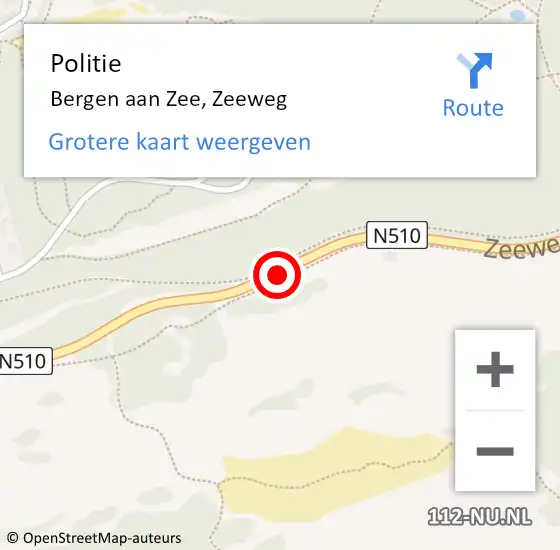 Locatie op kaart van de 112 melding: Politie Bergen aan Zee, Zeeweg op 4 september 2017 15:09