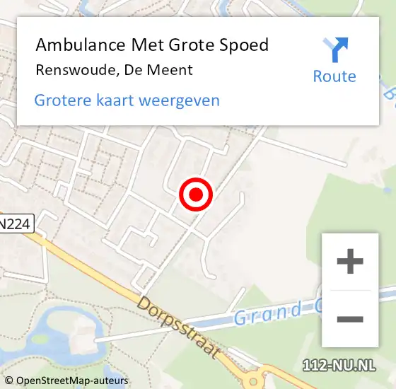 Locatie op kaart van de 112 melding: Ambulance Met Grote Spoed Naar Renswoude, De Meent op 4 september 2017 19:49