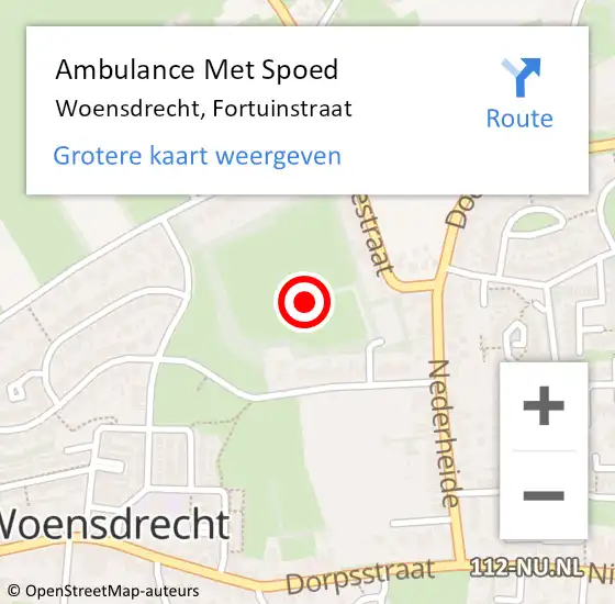 Locatie op kaart van de 112 melding: Ambulance Met Spoed Naar Woensdrecht, Fortuinstraat op 4 september 2017 20:13