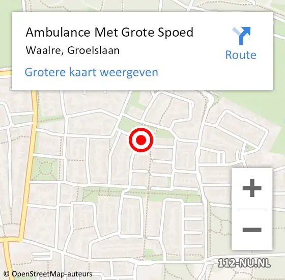 Locatie op kaart van de 112 melding: Ambulance Met Grote Spoed Naar Waalre, Groelslaan op 4 september 2017 22:51