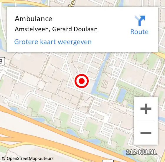Locatie op kaart van de 112 melding: Ambulance Amstelveen, Gerard Doulaan op 5 september 2017 03:12