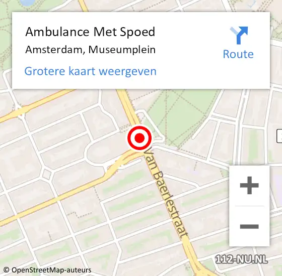 Locatie op kaart van de 112 melding: Ambulance Met Spoed Naar Amsterdam, Museumplein op 5 september 2017 03:38