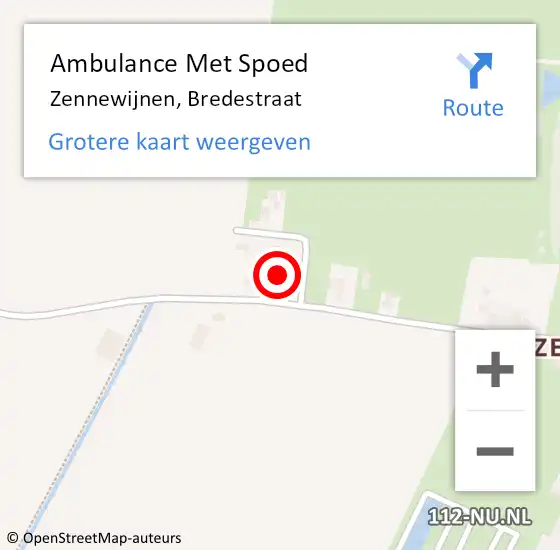 Locatie op kaart van de 112 melding: Ambulance Met Spoed Naar Zennewijnen, Bredestraat op 5 september 2017 07:41