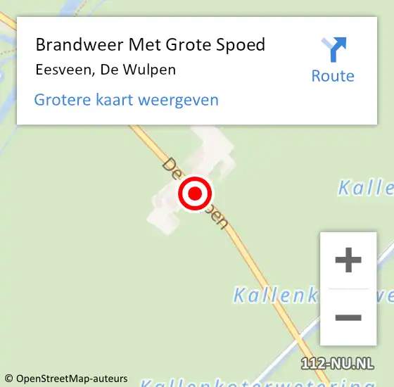 Locatie op kaart van de 112 melding: Brandweer Met Grote Spoed Naar Eesveen, De Wulpen op 5 september 2017 14:57