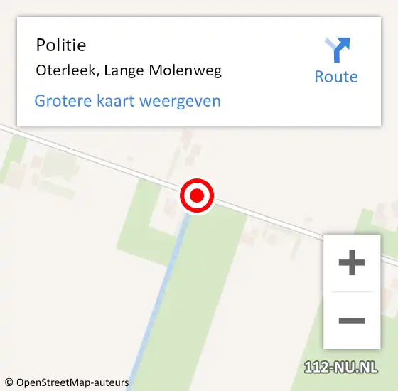 Locatie op kaart van de 112 melding: Politie Oterleek, Lange Molenweg op 5 september 2017 15:45