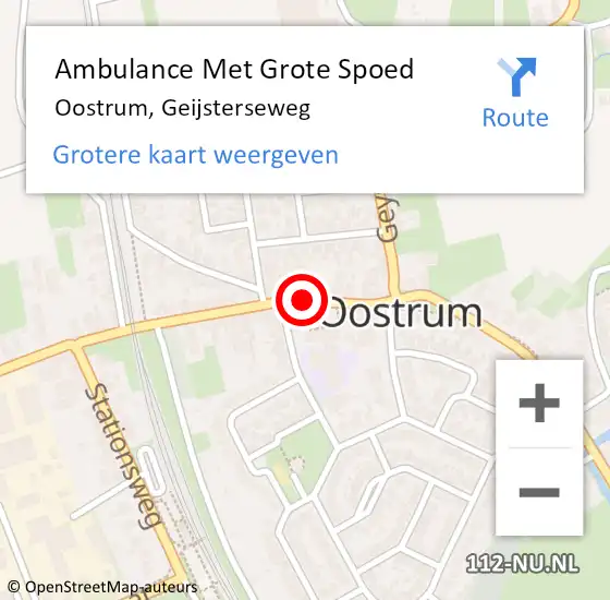 Locatie op kaart van de 112 melding: Ambulance Met Grote Spoed Naar Oostrum, Geijsterseweg op 5 september 2017 17:13