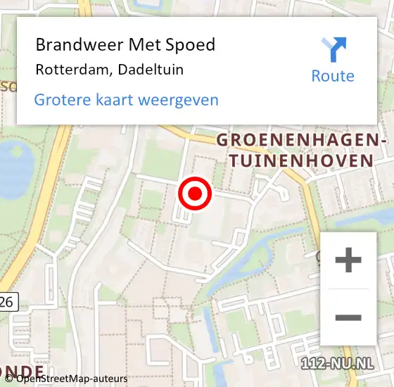 Locatie op kaart van de 112 melding: Brandweer Met Spoed Naar Rotterdam, Dadeltuin op 5 september 2017 19:56