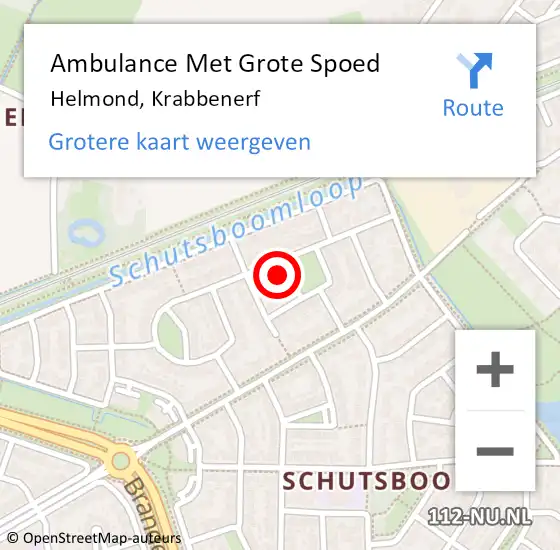Locatie op kaart van de 112 melding: Ambulance Met Grote Spoed Naar Helmond, Krabbenerf op 5 september 2017 21:05