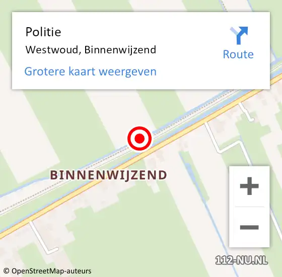 Locatie op kaart van de 112 melding: Politie Westwoud, Binnenwijzend op 5 september 2017 22:27