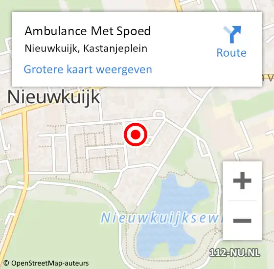 Locatie op kaart van de 112 melding: Ambulance Met Spoed Naar Nieuwkuijk, Kastanjeplein op 6 september 2017 00:08