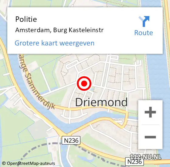 Locatie op kaart van de 112 melding: Politie Amsterdam, Burg Kasteleinstr op 6 september 2017 03:36