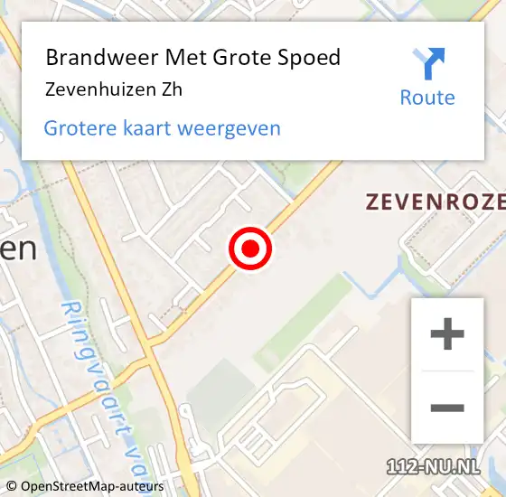 Locatie op kaart van de 112 melding: Brandweer Met Grote Spoed Naar Zevenhuizen, Kromme Riet op 6 september 2017 11:29