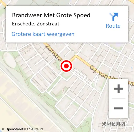 Locatie op kaart van de 112 melding: Brandweer Met Grote Spoed Naar Enschede, Zonstraat op 6 september 2017 12:24