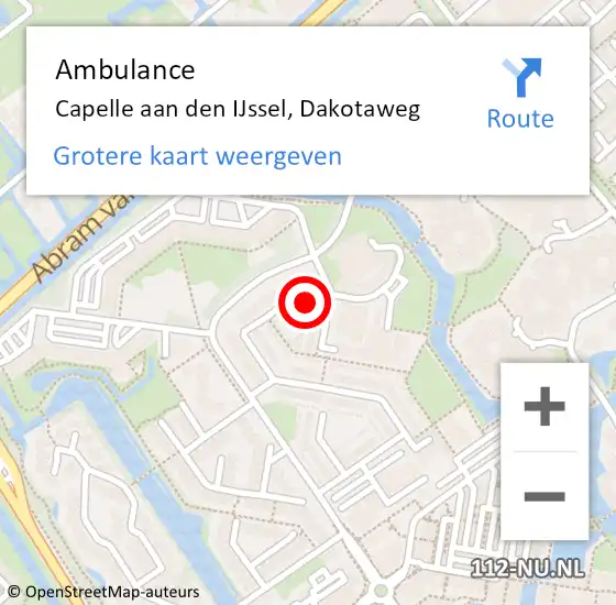 Locatie op kaart van de 112 melding: Ambulance Capelle aan den IJssel, Dakotaweg op 6 september 2017 13:54