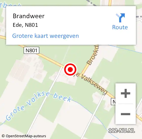 Locatie op kaart van de 112 melding: Brandweer Ede, N801 op 6 september 2017 15:40