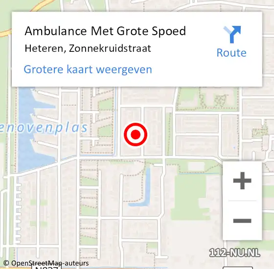 Locatie op kaart van de 112 melding: Ambulance Met Grote Spoed Naar Heteren, Zonnekruidstraat op 31 januari 2014 17:40