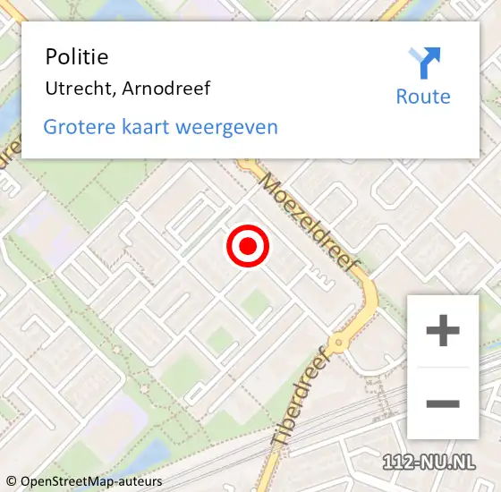 Locatie op kaart van de 112 melding: Politie Utrecht, Arnodreef op 6 september 2017 16:40